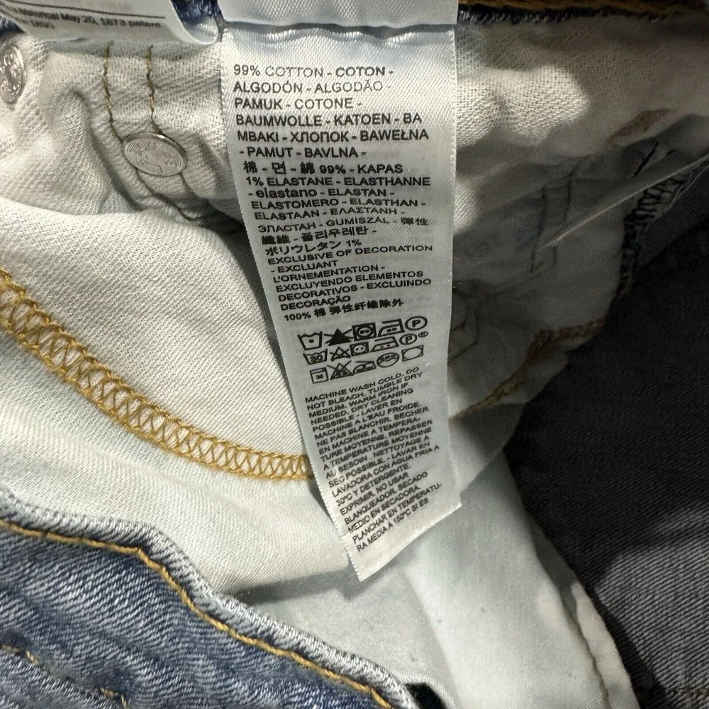 Levis Shorts Mens 33 Blue 511 Slim Cut Off Medium Wash Denim Pockets Logo Casual